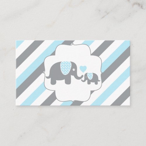 White Blue  Gray Stripe Elephants  Book Raffle Enclosure Card