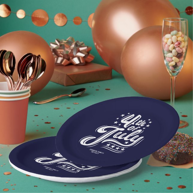 White &Blue independence Day BBQ Party Paper Plates (Multi)