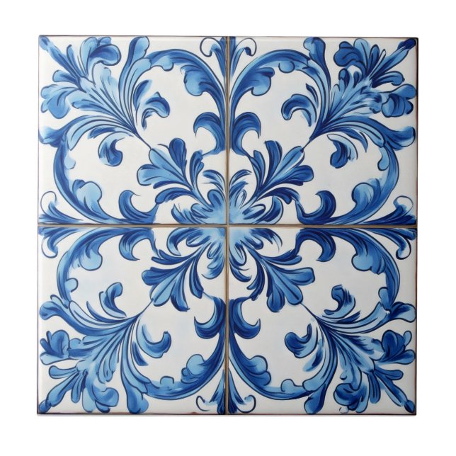 White Blue Italian Tile Pattern (Front)