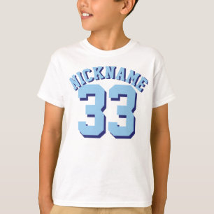 White & Blue Kids Sports Jersey Design T-Shirt