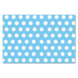 White &amp; Blue Large Medium Polka Dot Party Tissue Paper