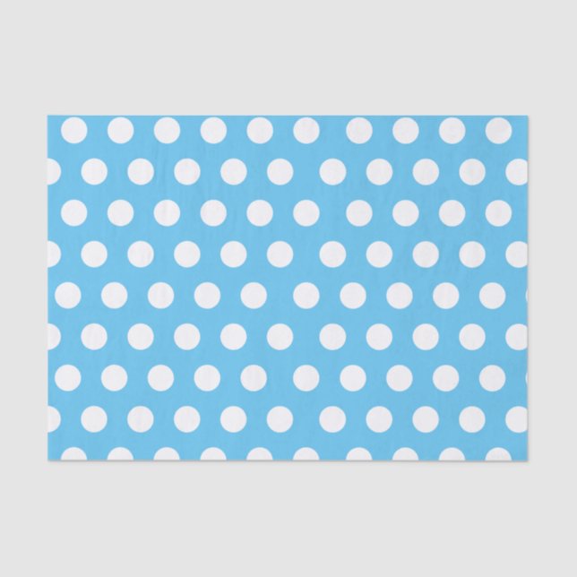White & Blue Large Medium Polka Dot Party Tissue Paper (Front)