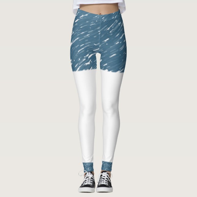 White & Blue Leggings Long (Front)