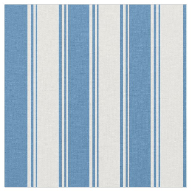 White & Blue Lines/Stripes Pattern Fabric (Close Up)