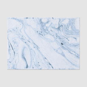 White & Blue Marble Swirls Tissue Paper