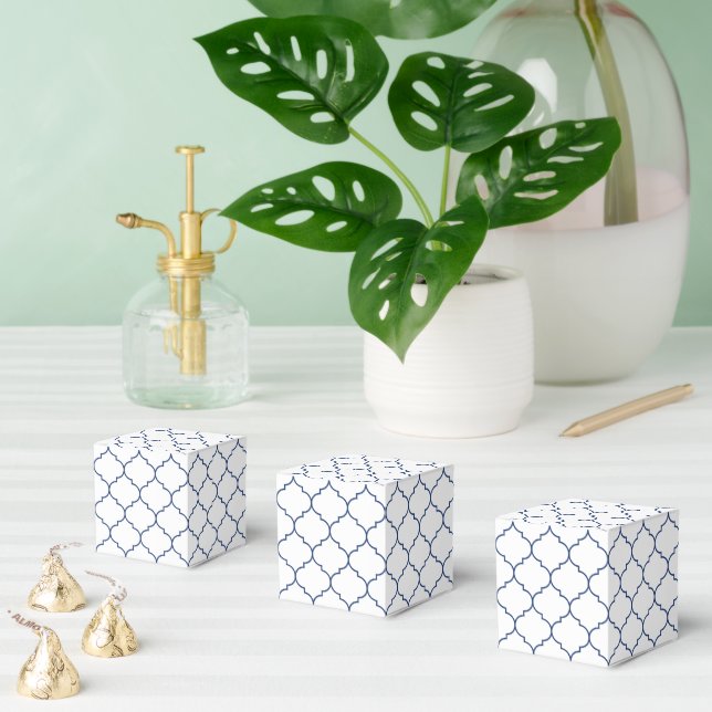 White & Blue Mediterranean Tile Wedding Favor Boxes (Multiple)