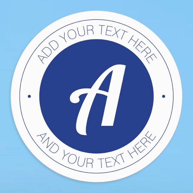 White & Blue Monogram or Add logo Waterproof Labels (Creator Uploaded)