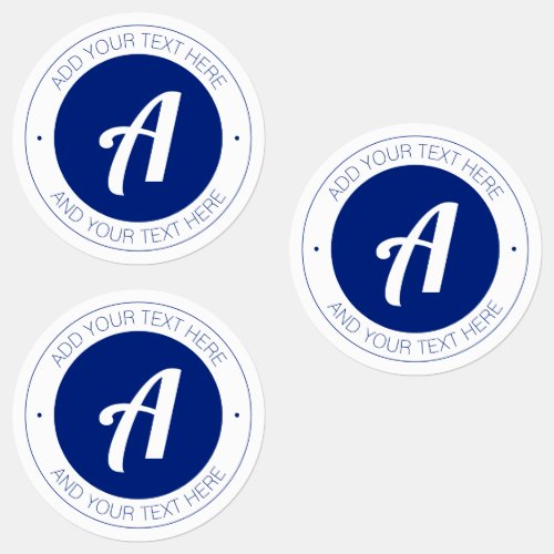 White  Blue Monogram or Add logo Waterproof Labels