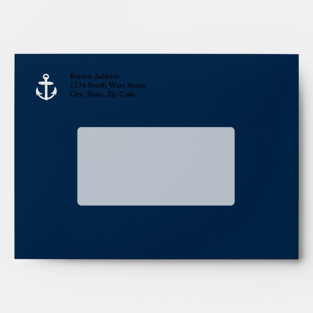 White/Blue Nautical Anchor Symbol Envelope (Front)