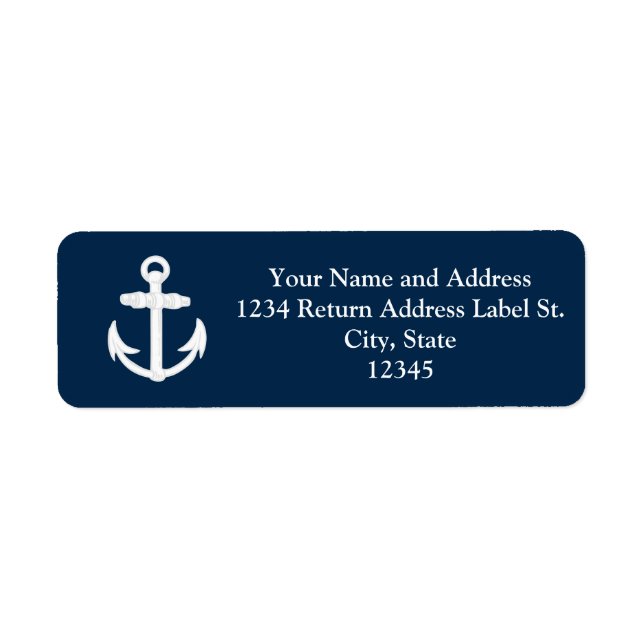 White/Blue Nautical Anchor Symbol Label (Front)
