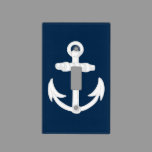 White/Blue Nautical Anchor Symbol Light Switch Cover