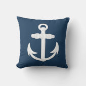 White/Blue Nautical Anchor Symbol Outdoor Pillow (Front)