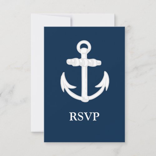 White/Blue Nautical Anchor Symbol Custom Invites