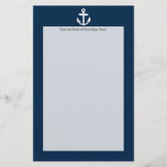 White/Blue Nautical Anchor Symbol Stationery