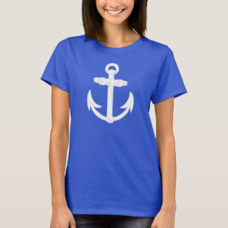 White/Blue Nautical Anchor Symbol T-Shirt