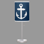 White/Blue Nautical Anchor Symbol Table Lamp