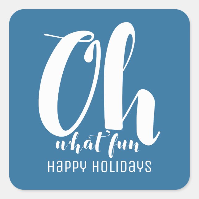 White Blue Oh What Fun Holiday Stickers (Front)