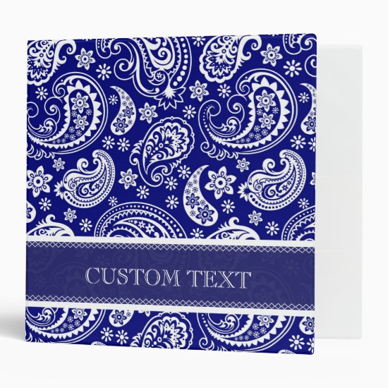 White & Blue Ornate Retro Paisley Pattern Design Binder