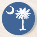 White Blue Palmetto Moon Coaster<br><div class="desc">A white palmetto moon on a blue coaster. The perfect place for your sweet tea or any other beverage.</div>