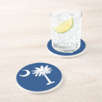 White Blue Palmetto Moon Coaster