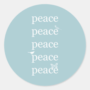 White Blue Peace inspirational Birds Butterfly Classic Round Sticker