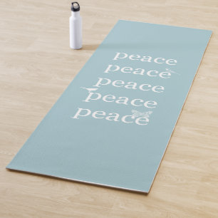 White Blue Peace inspirational quote birds Yoga Mat