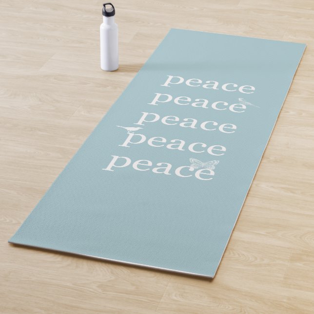 White Blue Peace inspirational quote birds   Yoga Mat (In Situ)