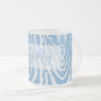 White Blue Personalized  Frosted Glass Coffee Mug