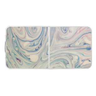 White Blue Pink Modern Abstract Fluid Marbling Art Beer Pong Table