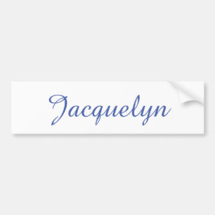 White Blue Plain Elegant Modern Calligraphy Name Bumper Sticker