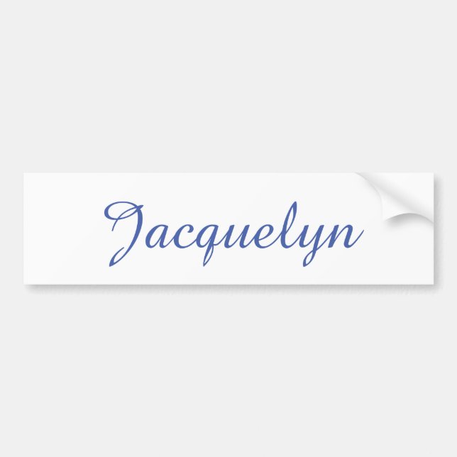 White Blue Plain Elegant Modern Calligraphy Name Bumper Sticker (Front)