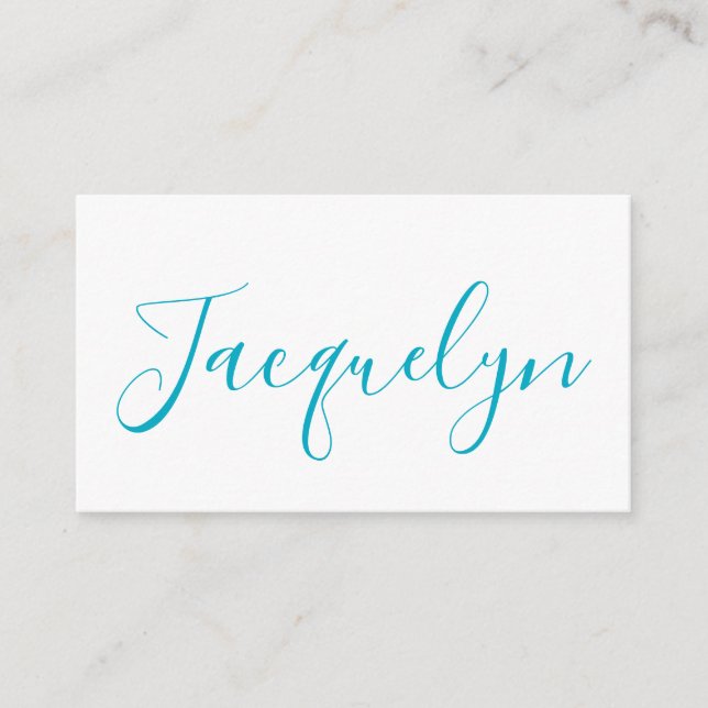 White Blue Plain Elegant Modern Calligraphy Name Enclosure Card (Front)
