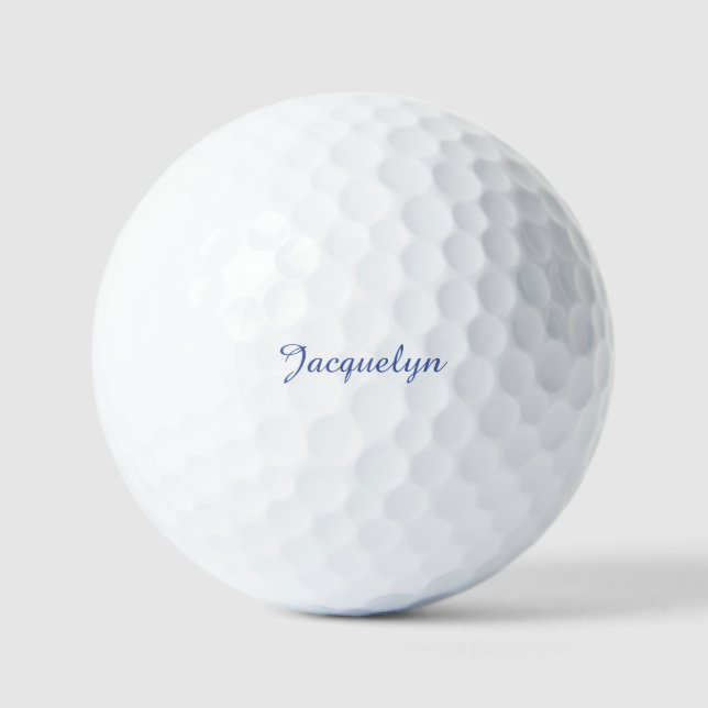 White Blue Plain Elegant Modern Calligraphy Name Golf Balls (Front)