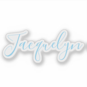White Blue Plain Elegant Modern Calligraphy Name Sticker