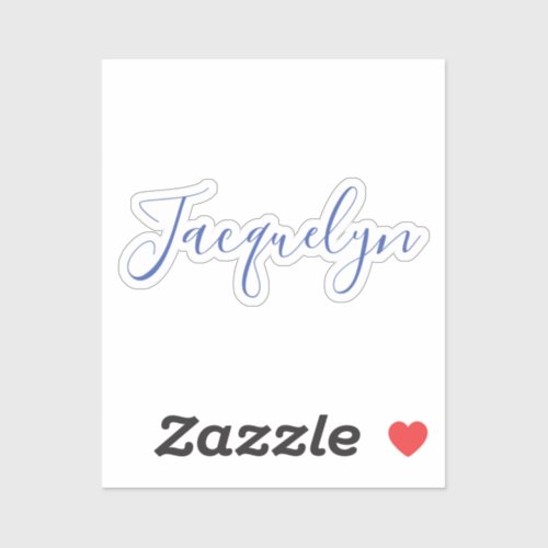 White Blue Plain Elegant Modern Calligraphy Name Sticker