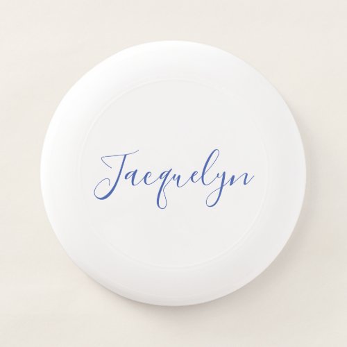 White Blue Plain Elegant Modern Calligraphy Name Wham_O Frisbee