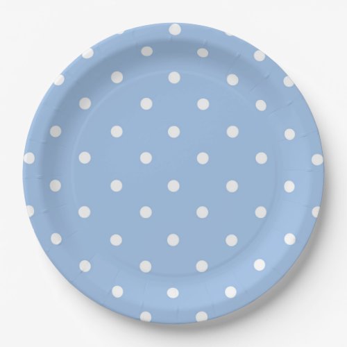 White Blue Polka Dot Paper Plate