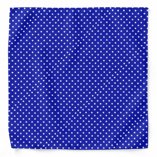 white/blue polka dots pattern bandana (Front)