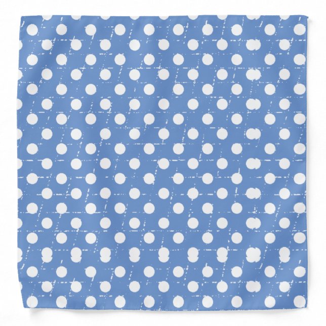 White Blue Polkadots Dots Spots Pattern Bandana (Front)