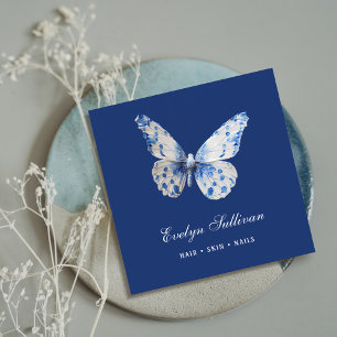 White blue porcelain butterfly logo business card
