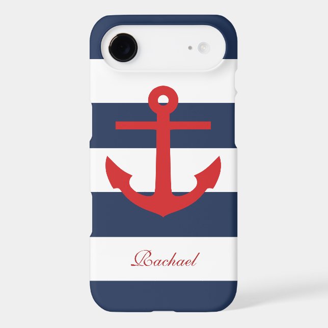 White Blue & Red Anchors Aweigh Case-Mate iPhone Case (Back)
