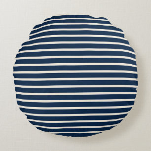 White Blue Red Stripes Round Pillow