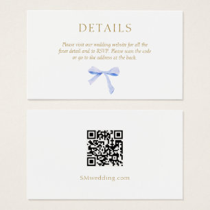 White Blue Ribbon Wedding Details QR Code