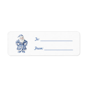 White Blue Santa Claus Christmas Label