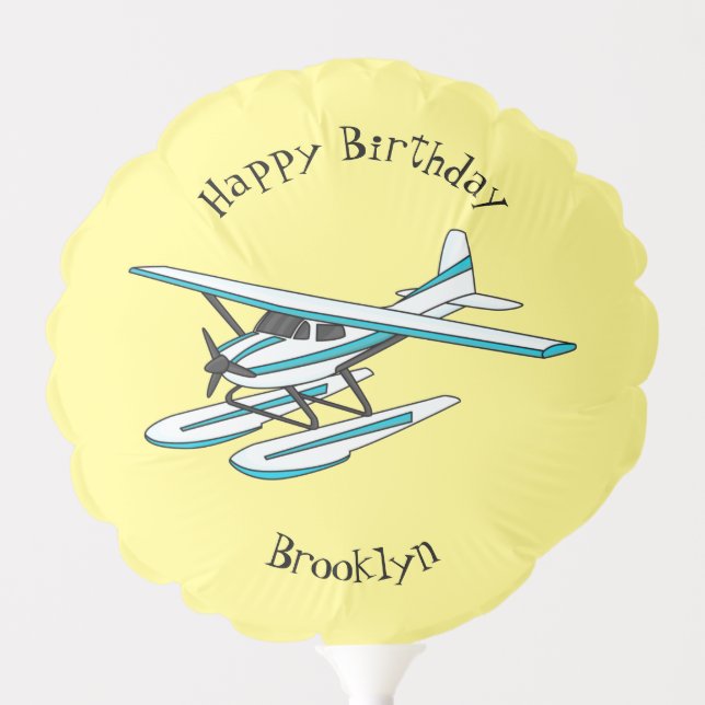 White blue seaplane illustration balloon (Front)