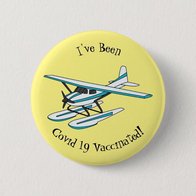 White blue seaplane illustration  button (Front)