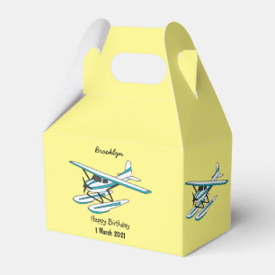 White blue seaplane illustration favor boxes