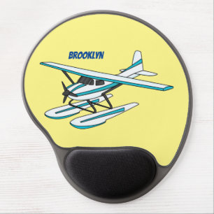 White blue seaplane illustration gel mouse pad