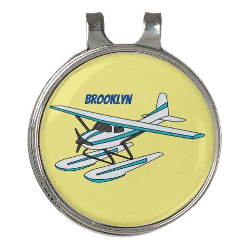 White blue seaplane illustration golf hat clip