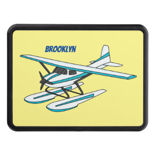 White blue seaplane illustration hitch cover